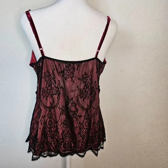 Moda International Top Lace Bustier Cami Spaghetti Strap Lace Red Women's Large - Picture 9 of 11